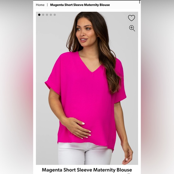 PinkBlush- Magenta Short Sleeve Maternity Blouse - Picture 1 of 4